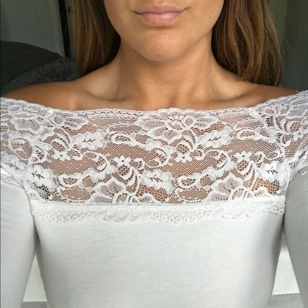 H&M lace cold shoulder top
